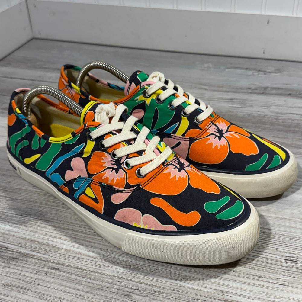 SEAVEES legend sneaker HOFFMAN fabrics black neon FLOWER poplin twill shoes 11.5